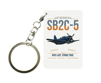 Thumbnail for SB2C-5 Helldiver design on white designed key chain, double-side print