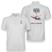 Thumbnail for Turkish Aerospace T625 Gökbey design on white double-side polo t-shirt, double-side print