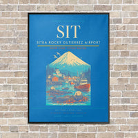Thumbnail for Sitka Rocky Gutierrez Airport SIT vertical canvas print - framed - turquoise background