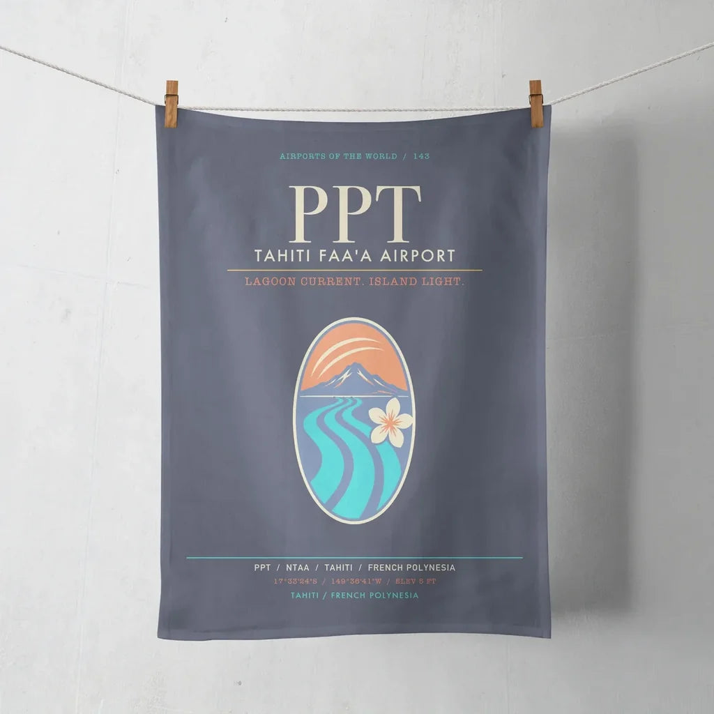 Tahiti Faa'a Airport PPT - Lagoon-Volcano Passage - Navy Blue