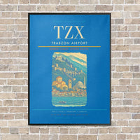 Thumbnail for Trabzon Airport TZX vertical canvas print - framed - turquoise background