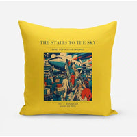 Thumbnail for VINTAGE G4214 - The Stairs To The Sky - Designed Pillows design on yellow