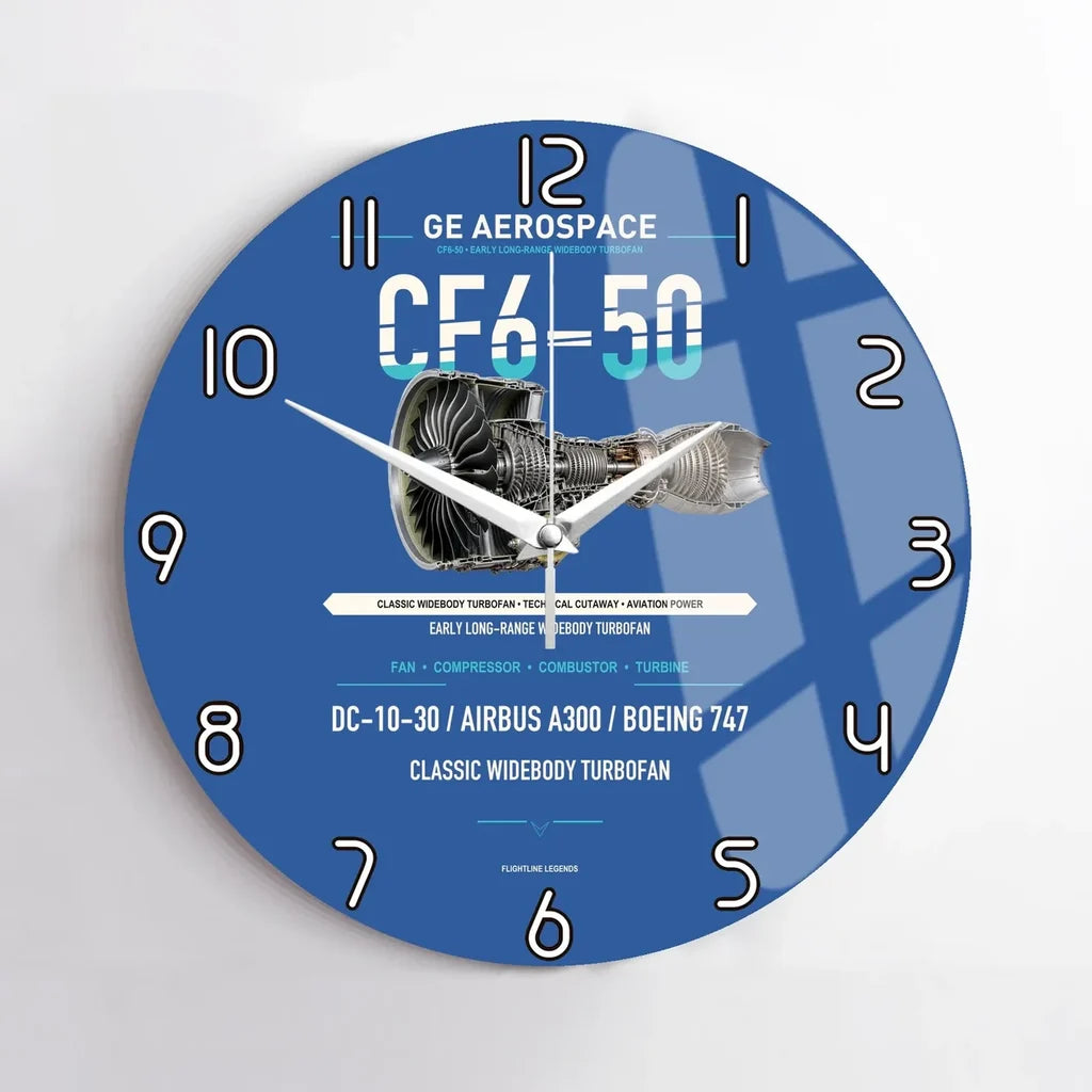 CF6-50 design on blue no frame wall clock