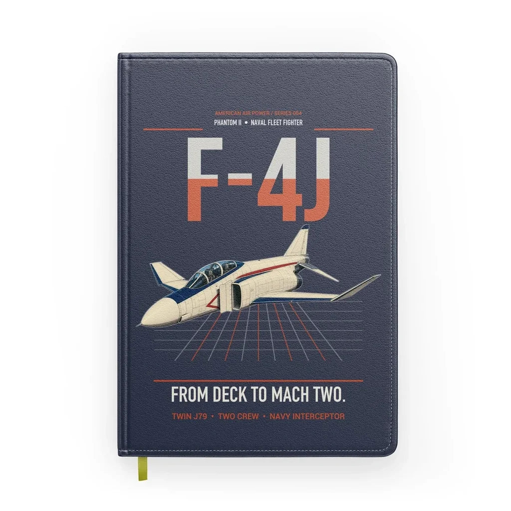 F-4J Phantom II design on navy blue notebook