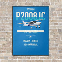 Thumbnail for Tecnam P2008JC NG vertical canvas print - framed - turquoise background