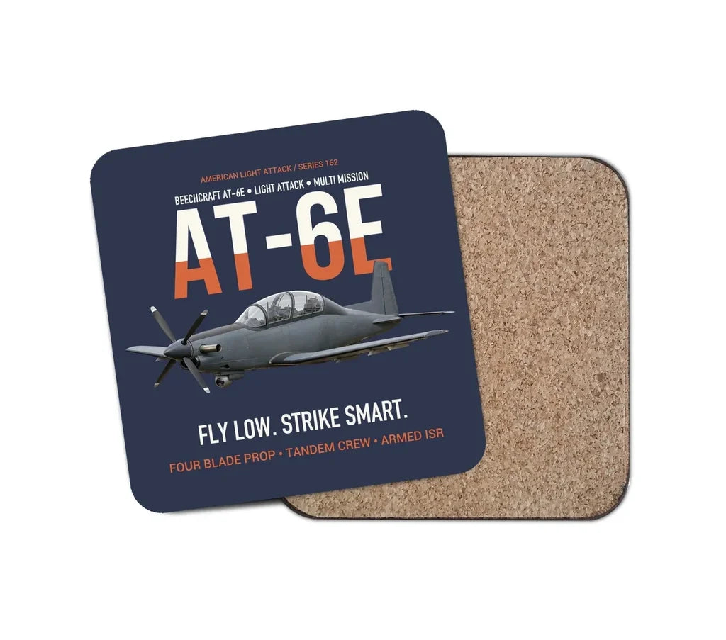 AT-6E Wolverine Light Attack design on navy blue 1 piece coaster