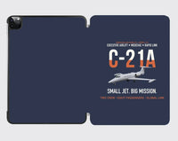 Thumbnail for C-21A Learjet Small Jet Big Mission design on navy blue ipad tablet case