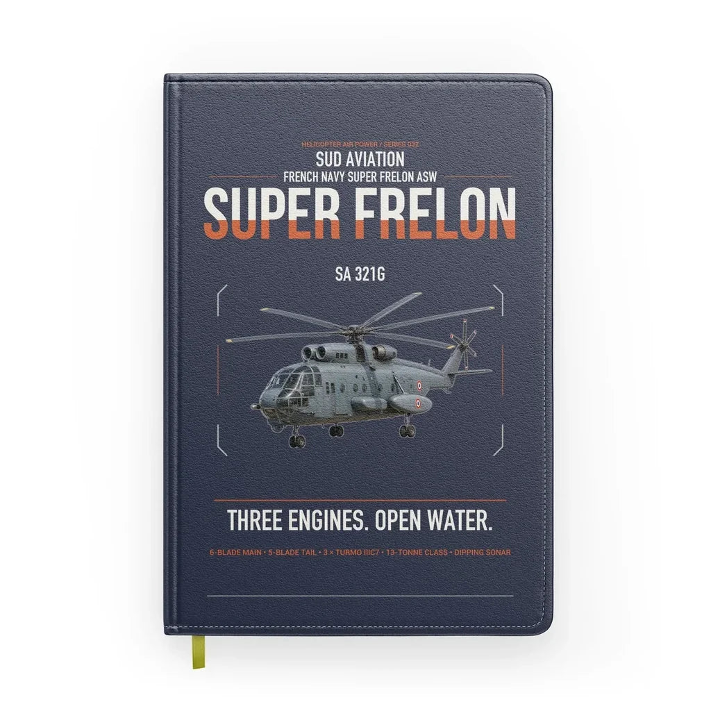Sud Aviation SA 321G Super Frelon design on navy blue notebook