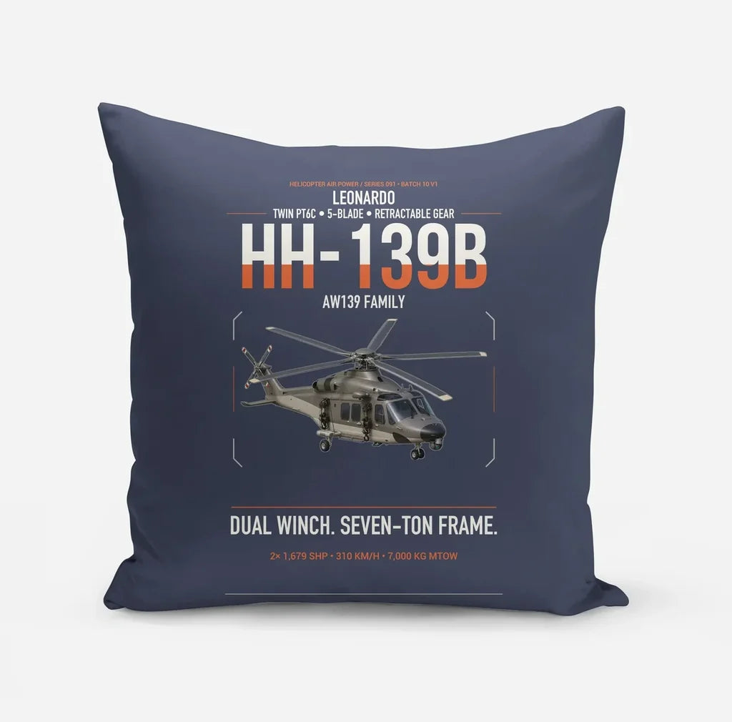 Leonardo HH-139B design on navy blue pillow