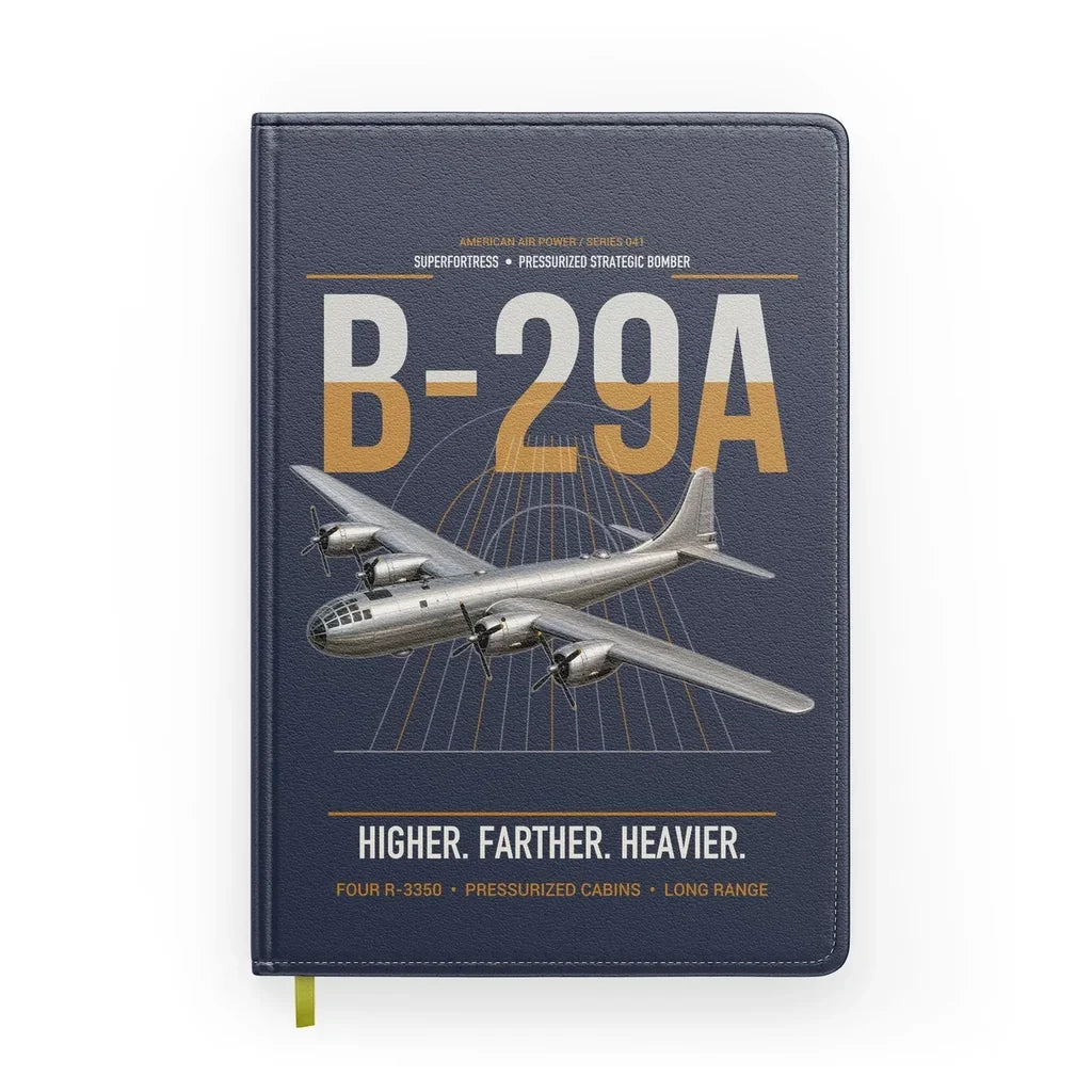 B-29A Superfortress design on navy blue notebook