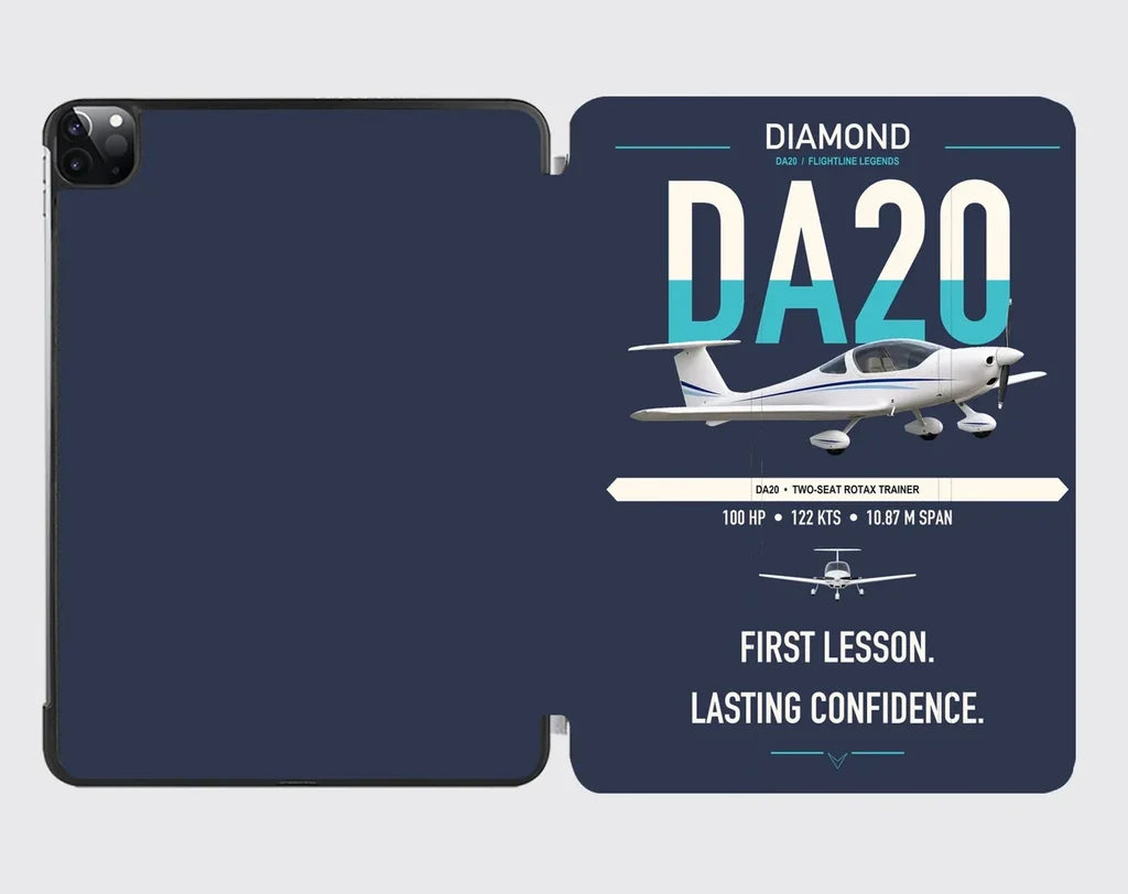 Diamond DA20 design on navy blue ipad tablet case