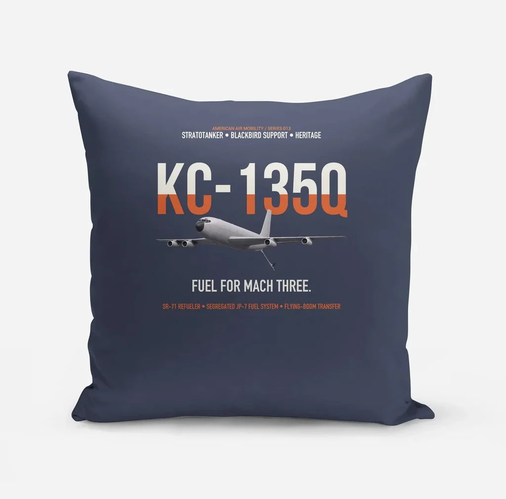KC-135Q Blackbird Tanker design on navy blue pillow