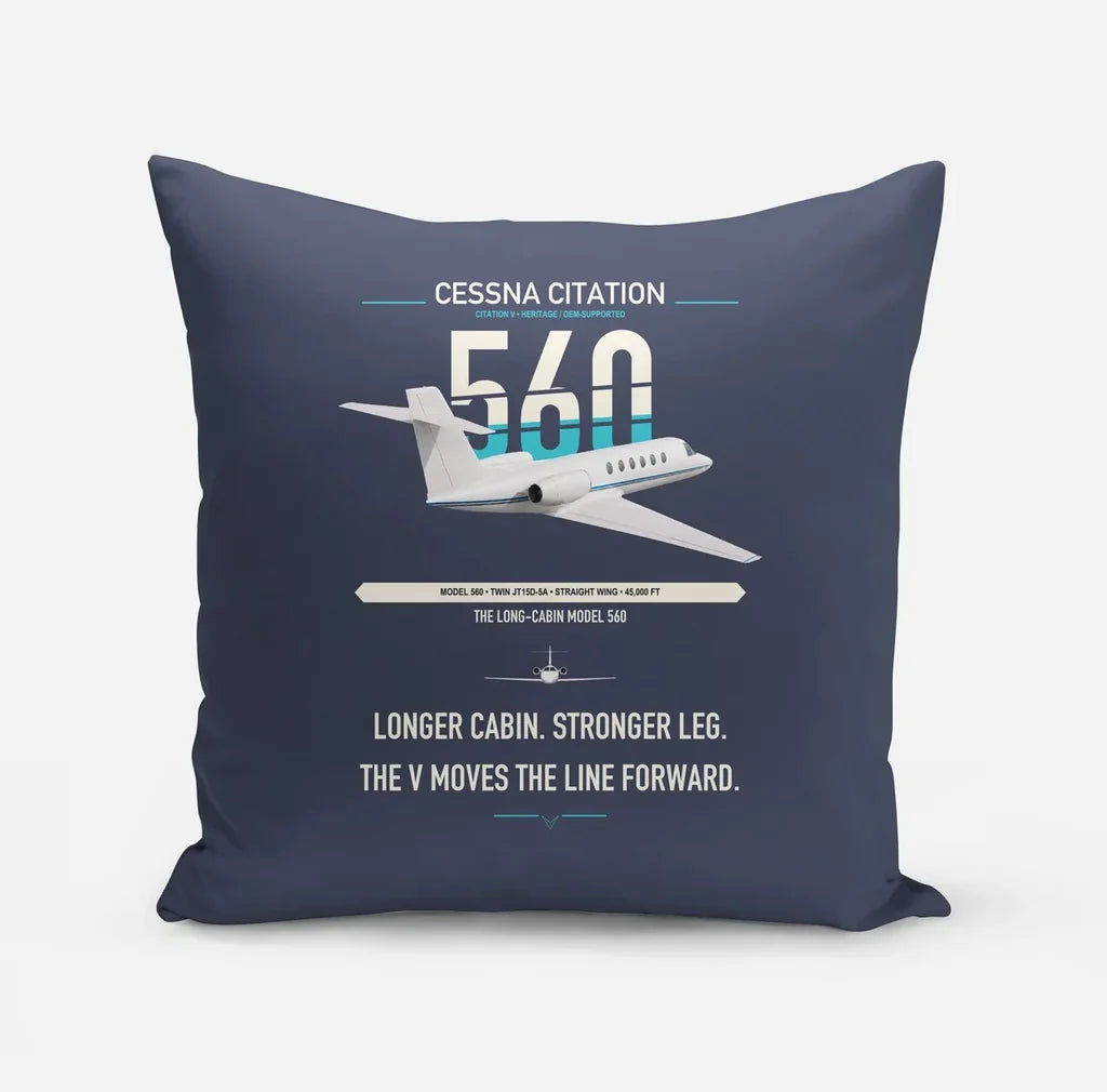 Cessna Citation 560 - Citation V design on navy blue pillow