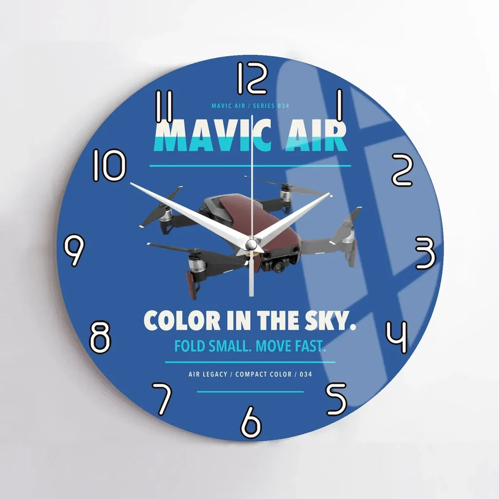 DJI Mavic Air design on blue no frame wall clock