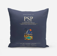 Thumbnail for Palm Springs International Airport (PSP) design on navy blue pillow
