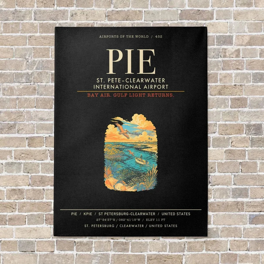 St. PeteClearwater International Airport PIE - Canvas Framed - Black