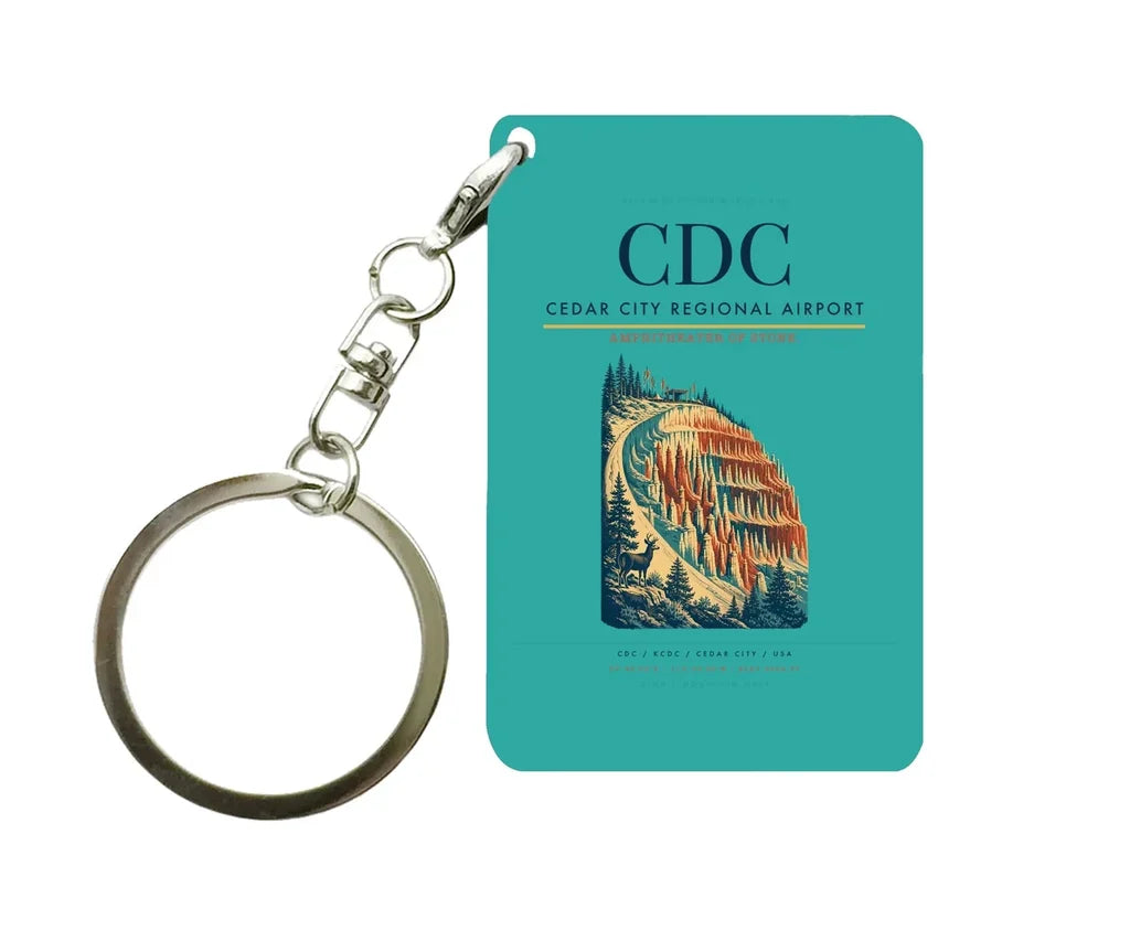 Cedar City Regional Airport (CDC) design on turquoise key chain