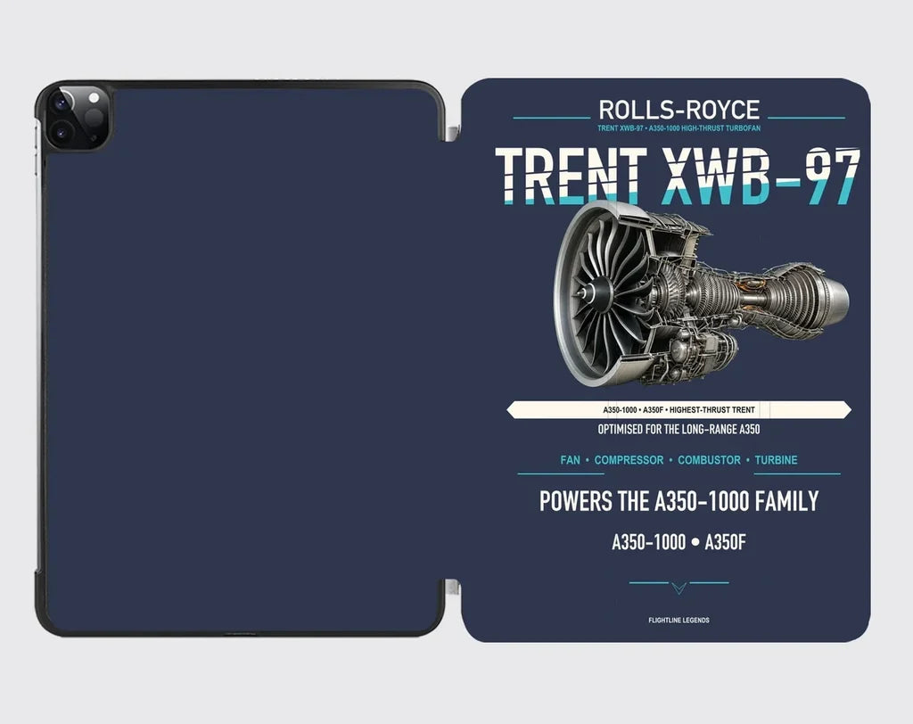 TRENT XWB-97 design on navy blue ipad tablet case