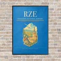 Thumbnail for Rzeszów-Jasionka Airport RZE vertical canvas print - framed - turquoise background