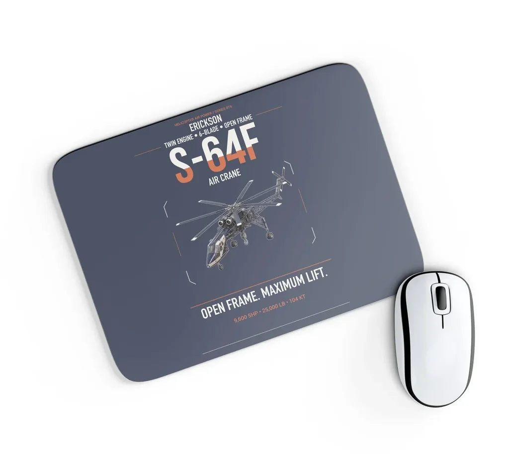 Erickson S-64F Air Crane design on navy blue rectangle mouse pad