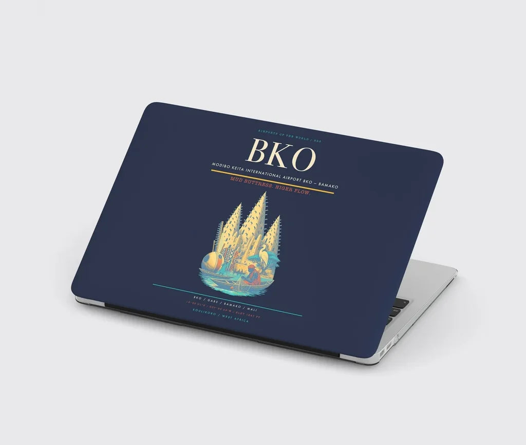 Modibo Keita International Airport (BKO) design on navy blue MacBook case