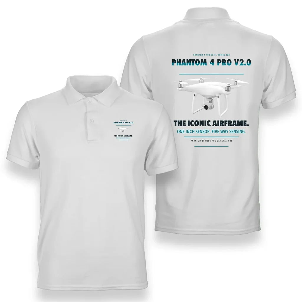 DJI Phantom 4 Pro V2.0 design on white polo