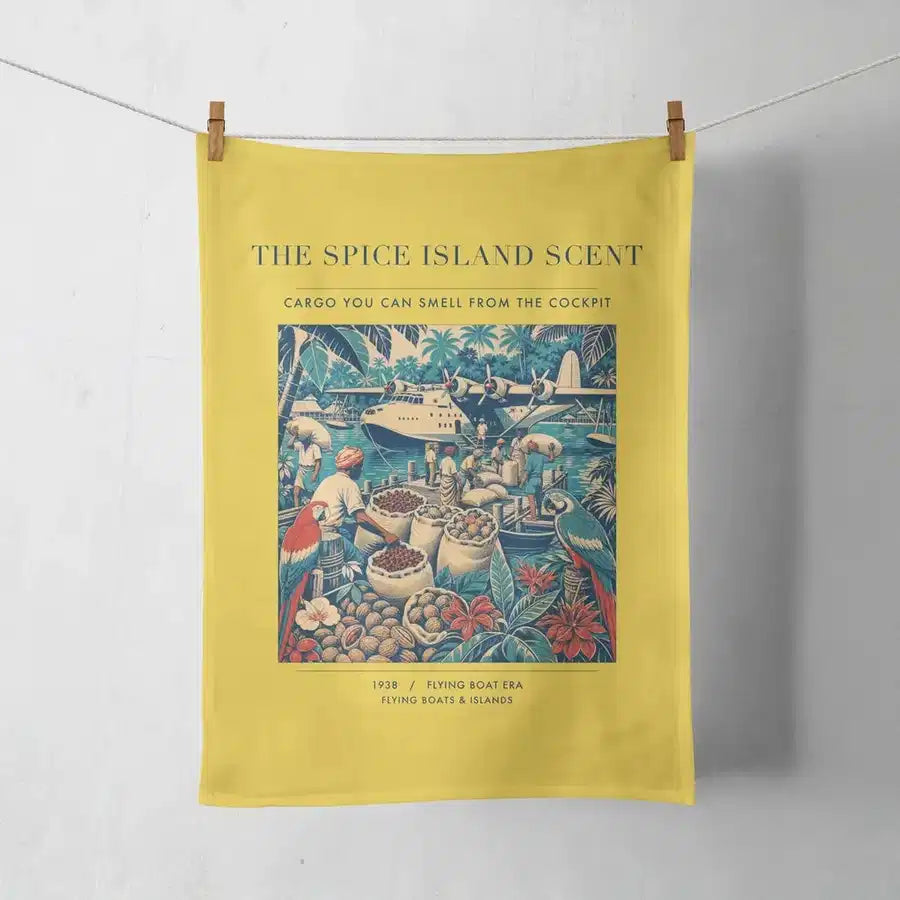 VINTAGE G4279 - The Spice Island Scent - Designed Towels design on yellow