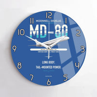 Thumbnail for McDonnell Douglas MD-80 design on blue no frame wall clock