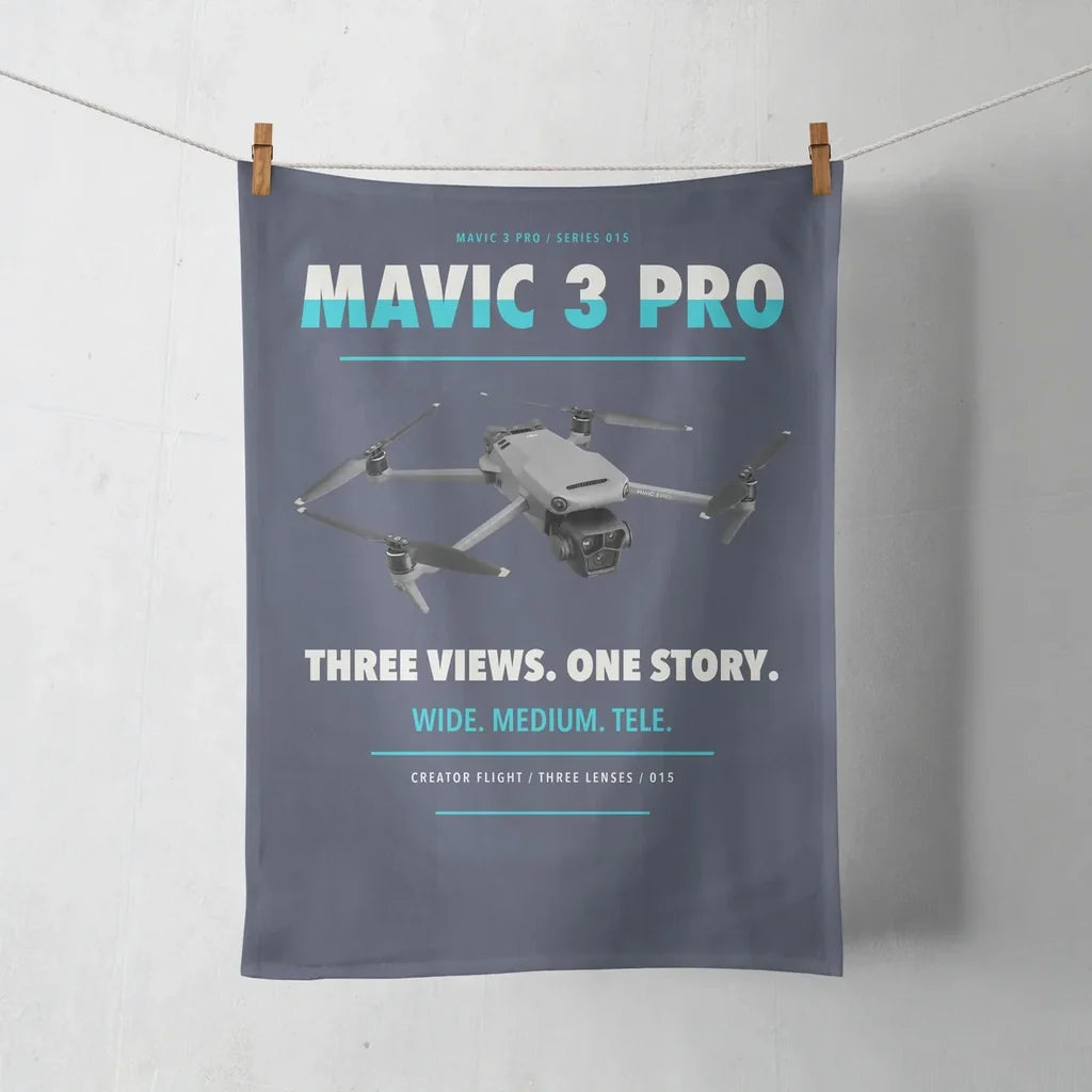 DJI Mavic 3 Pro design on navy blue towel