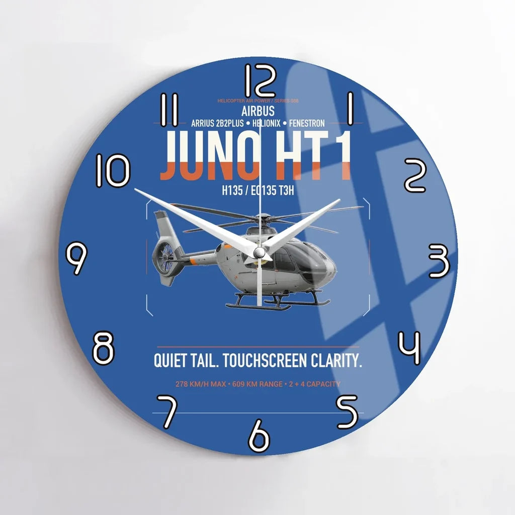 Airbus H135 Juno HT1 design on blue no frame wall clock
