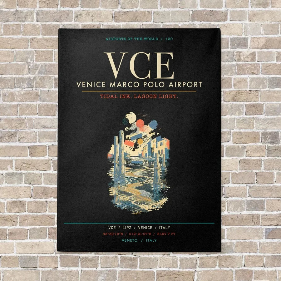 Venice Marco Polo Airport VCE - Canvas Framed - Black