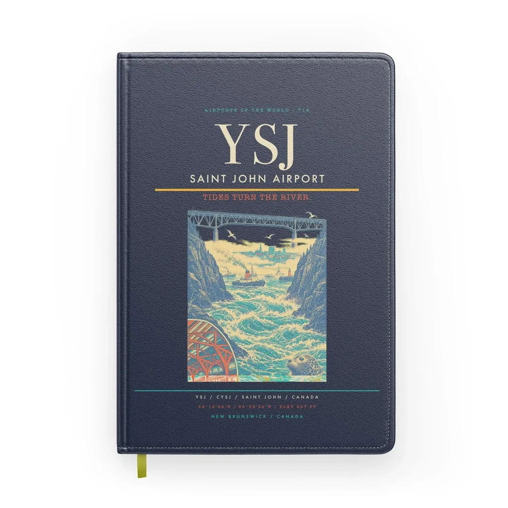 Saint John Airport (YSJ) design on navy blue notebook