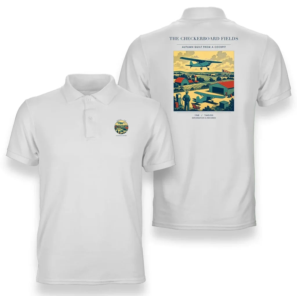 VINTAGE G4201 - The Checkerboard Fields - Double-Side Polo T-Shirt design on white