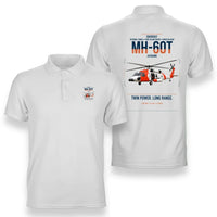 Thumbnail for Sikorsky MH-60T Jayhawk design on white double-side polo t-shirt, double-side print