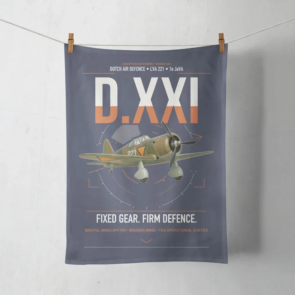 Fokker D.XXI — Dutch LVA aircraft 221 design on navy blue towel