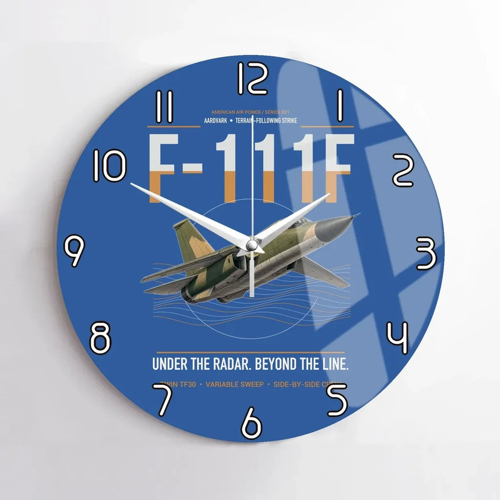 F-111F Aardvark design on blue no frame wall clock