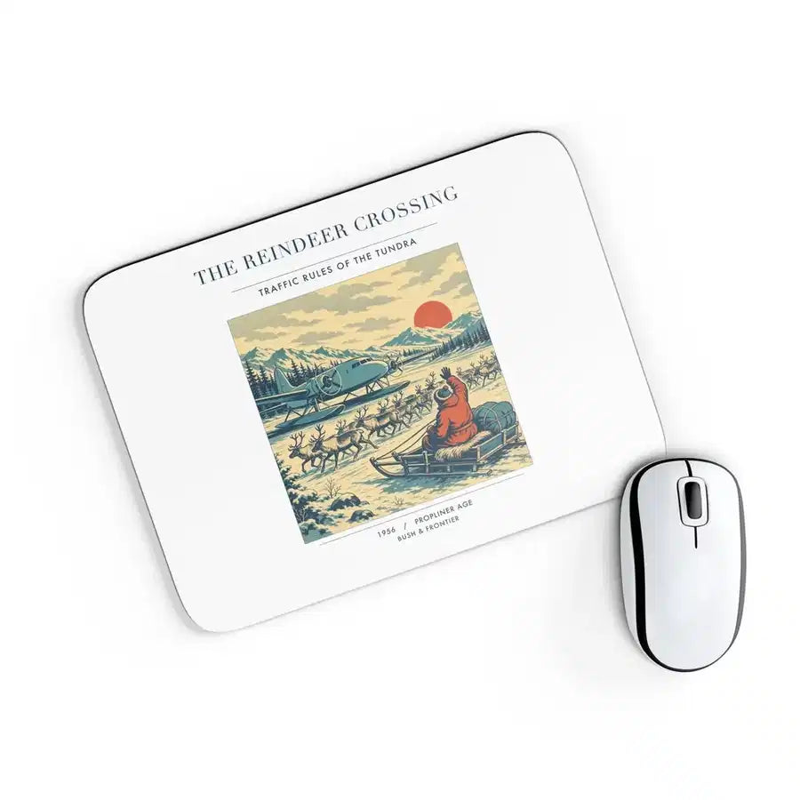 VINTAGE G4350 - The Reindeer Crossing - Designed Mouse Pads design on white rectangle