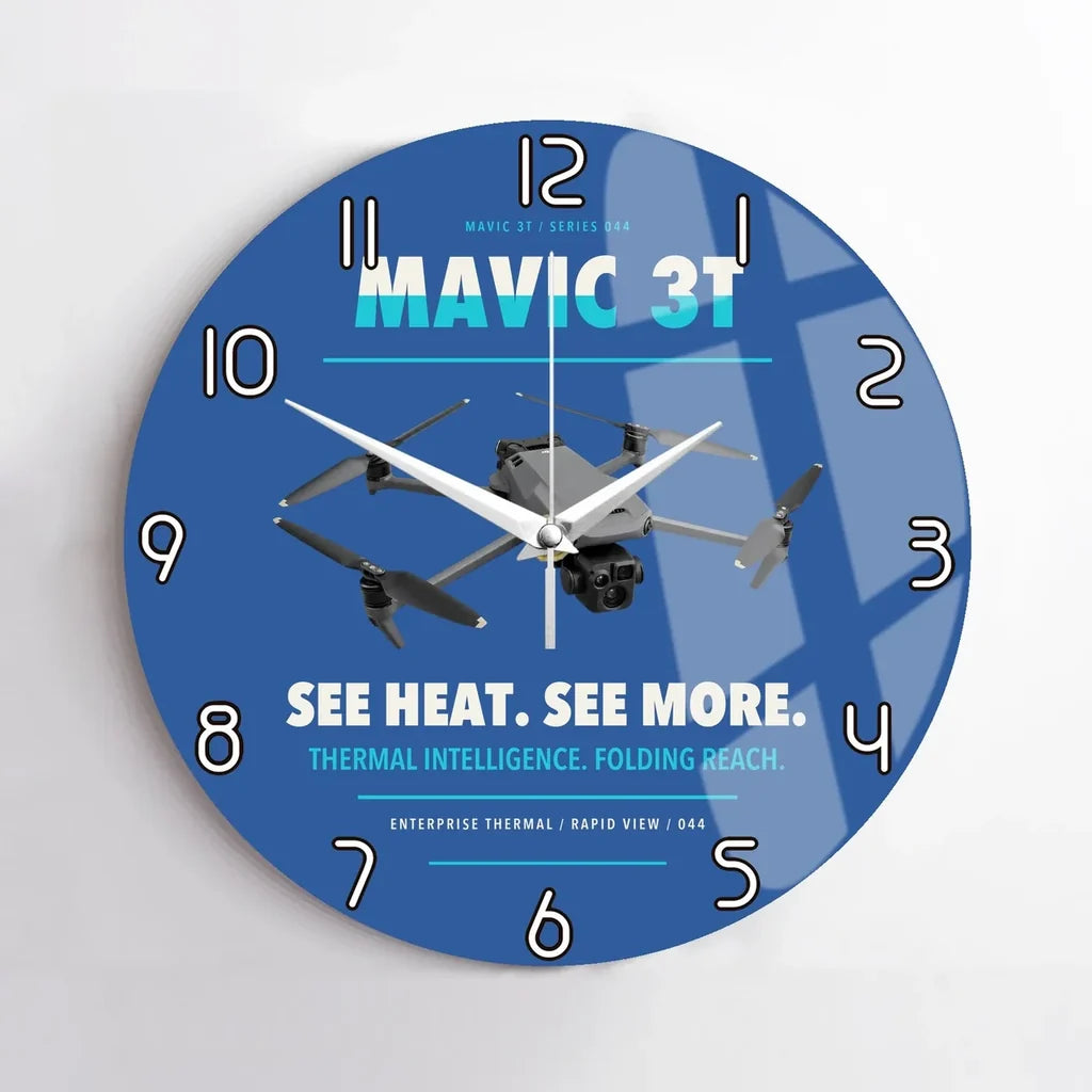 DJI Mavic 3 Thermal design on blue no frame wall clock