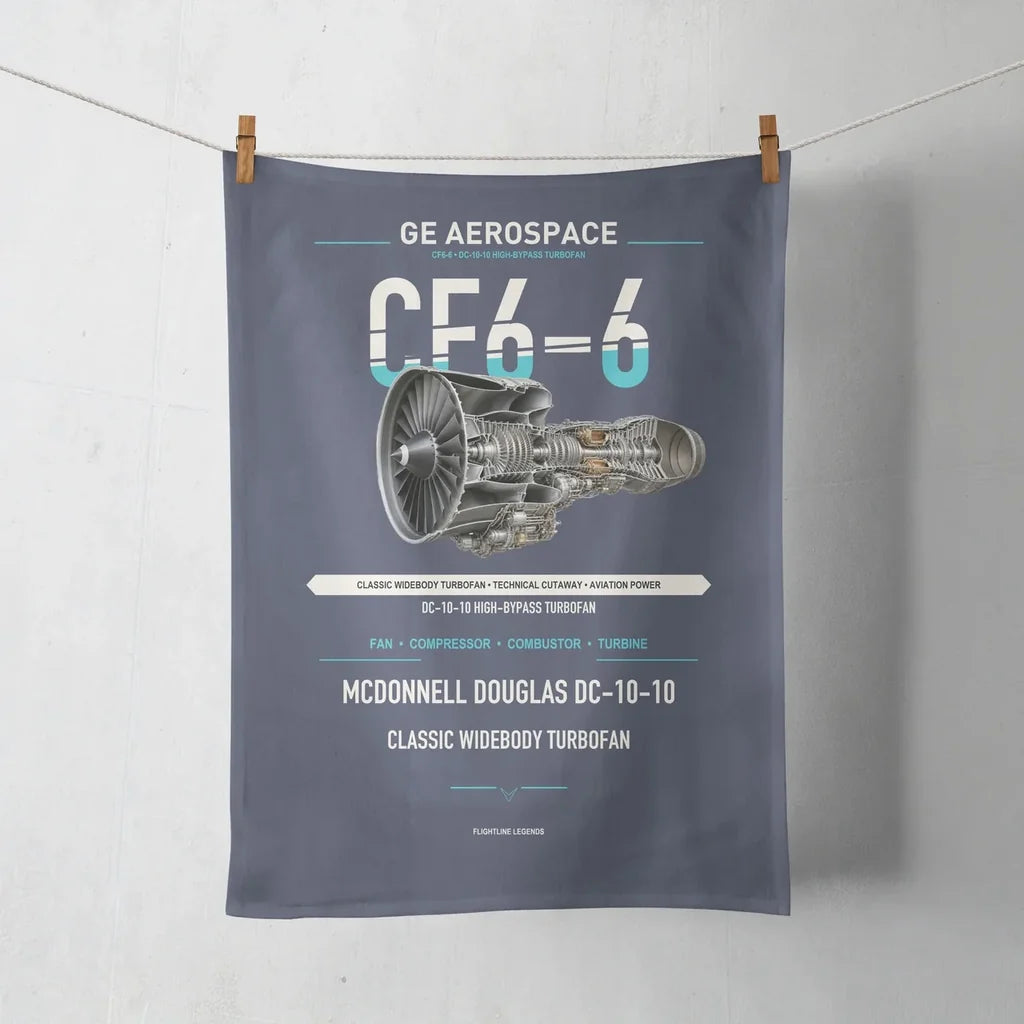 CF6-6 design on navy blue towel
