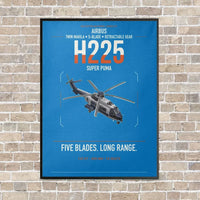 Thumbnail for Airbus H225 vertical canvas print - framed - turquoise background