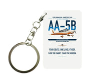 Thumbnail for Grumman American AA-5B Tiger design on white designed key chain, double-side print