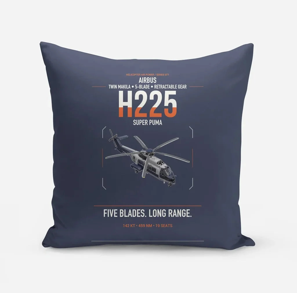 Airbus H225 design on navy blue pillow