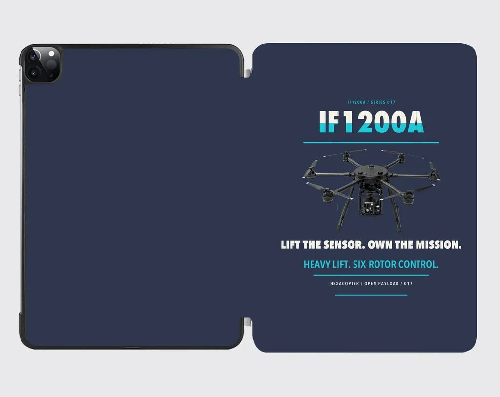 Inspired Flight IF1200A design on navy blue ipad tablet case