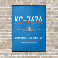 Thumbnail for Boeing KC-767A vertical canvas print - framed - turquoise background