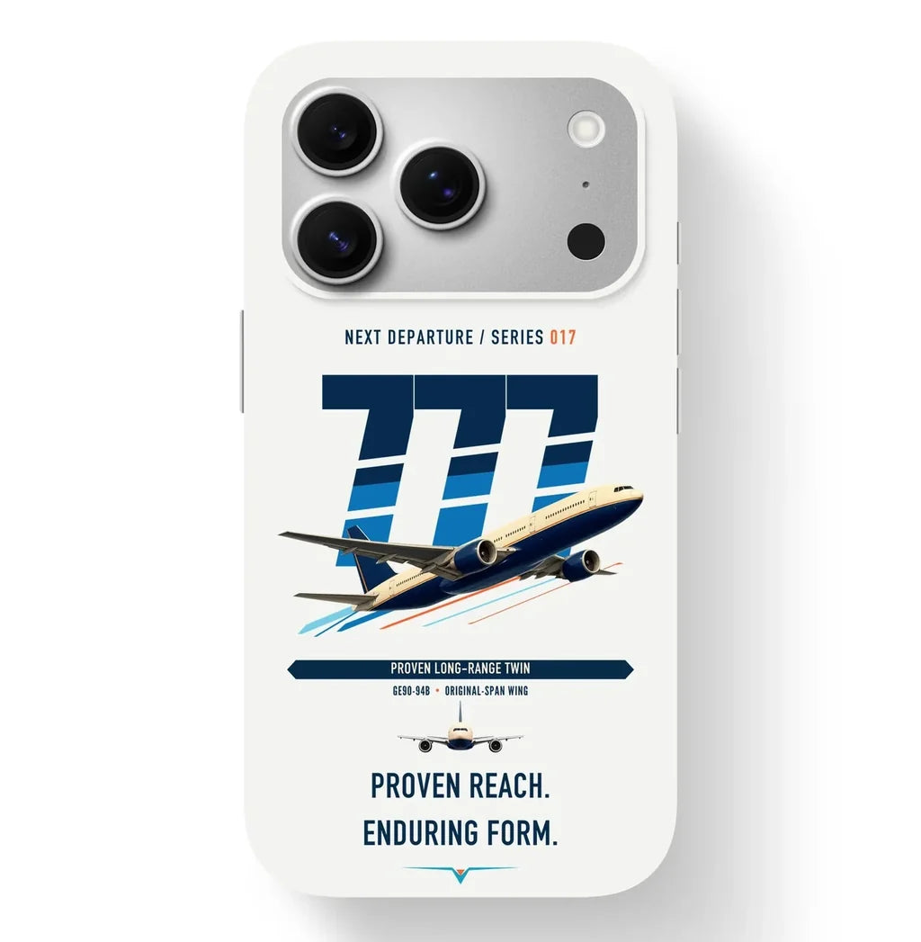 Boeing 777-200ER design on white magsafe iphone case