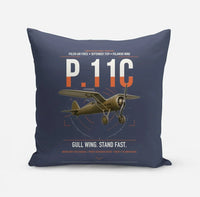 Thumbnail for PZL P.11c design on navy blue pillow
