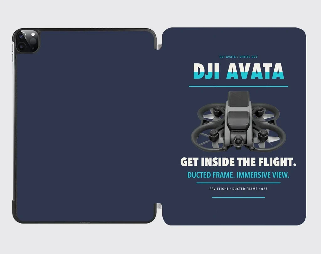 DJI Avata design on navy blue ipad tablet case