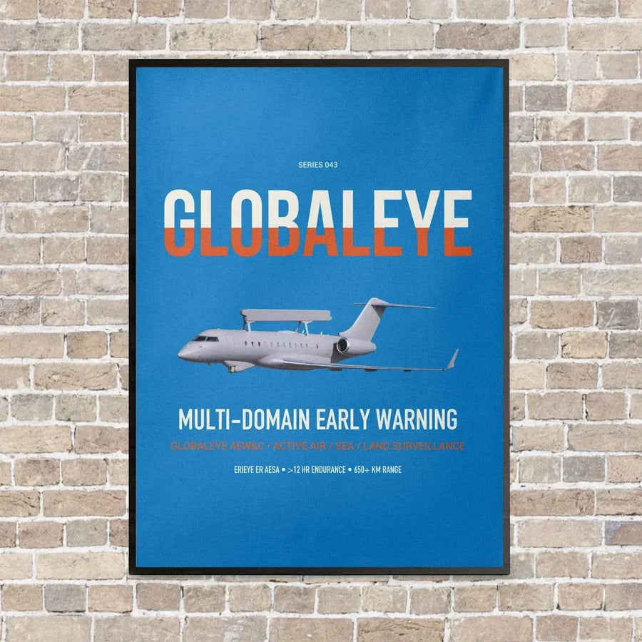 Saab GlobalEye vertical canvas print - framed - turquoise background