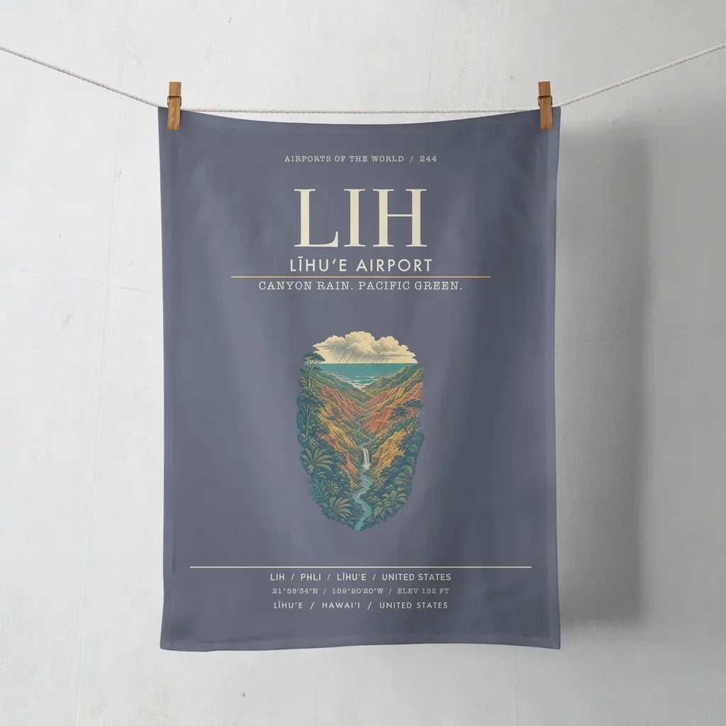 Līhuʻe Airport (LIH) design on navy blue towel