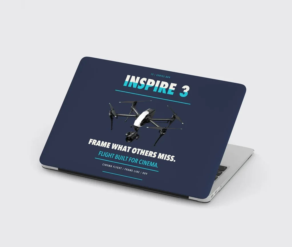 DJI Inspire 3 design on navy blue MacBook case